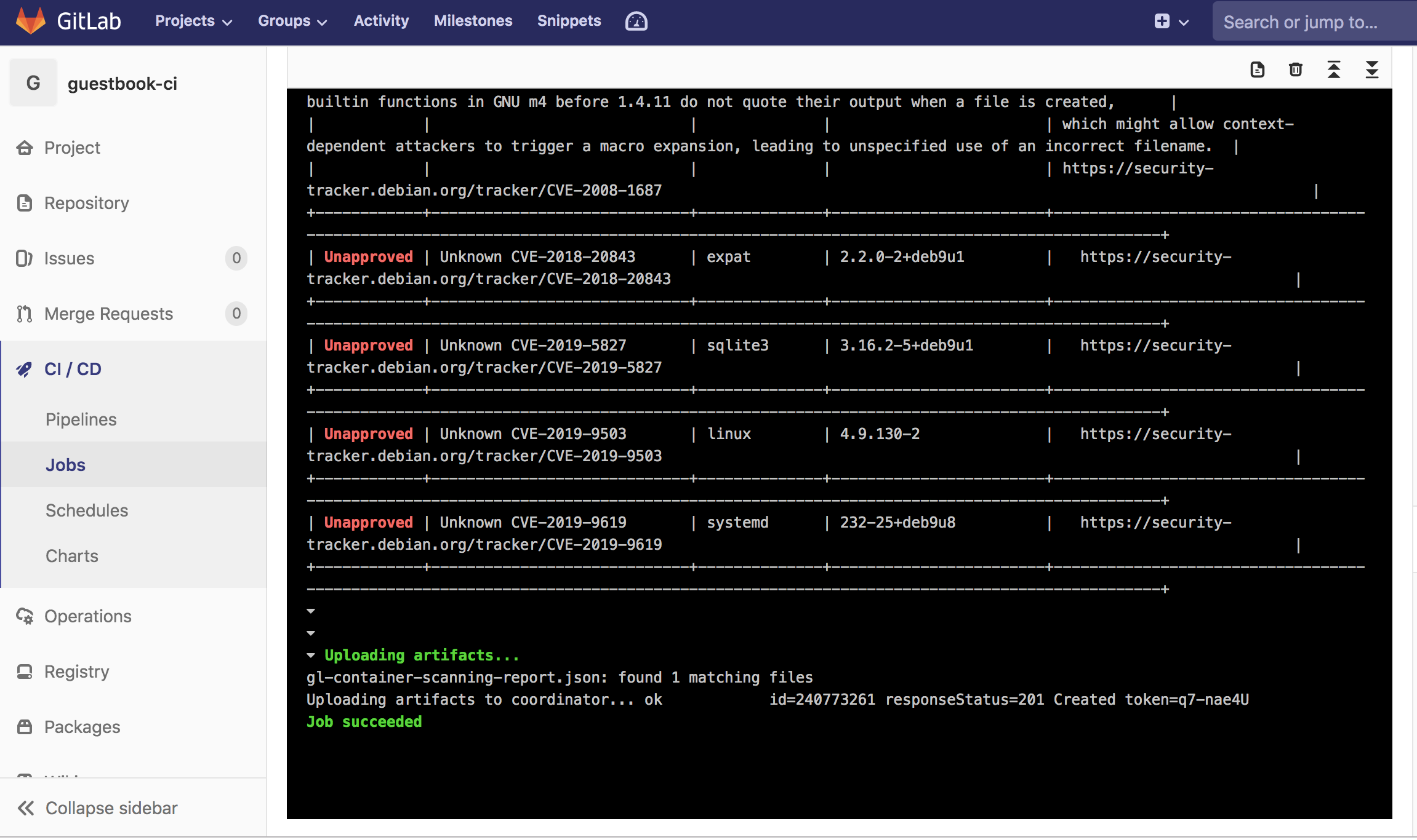 Guestbook Docker Image Scan